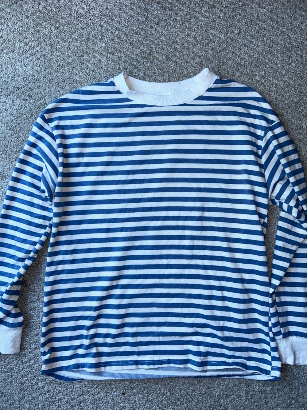 Classic Blue & White Striped Long Sleeve Tee